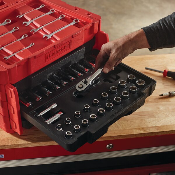 CRAFTSMAN de 232 piezas Juego de herramientas mecánicas de cromo pulido de combinación métrica y estándar (SAE)