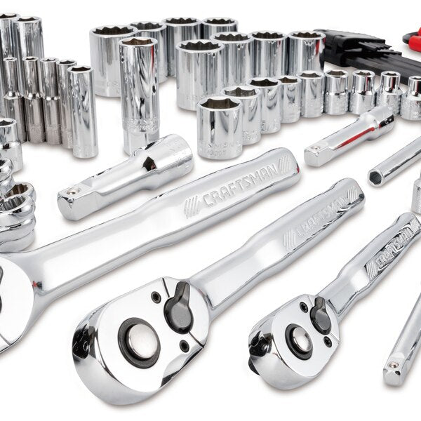 CRAFTSMAN de 232 piezas Juego de herramientas mecánicas de cromo pulido de combinación métrica y estándar (SAE)