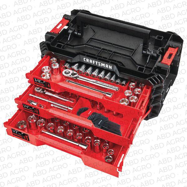 CRAFTSMAN VERSASTACK 216-pieza estándar (SAE) y la combinación métrica Mecánica cromo pulido Juego de herramientas